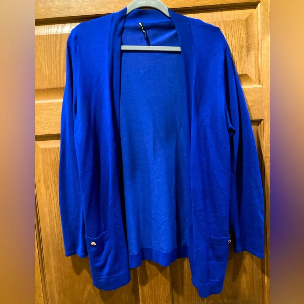 Sapphire blue open front cardigan - size L - Picture 1 of 8